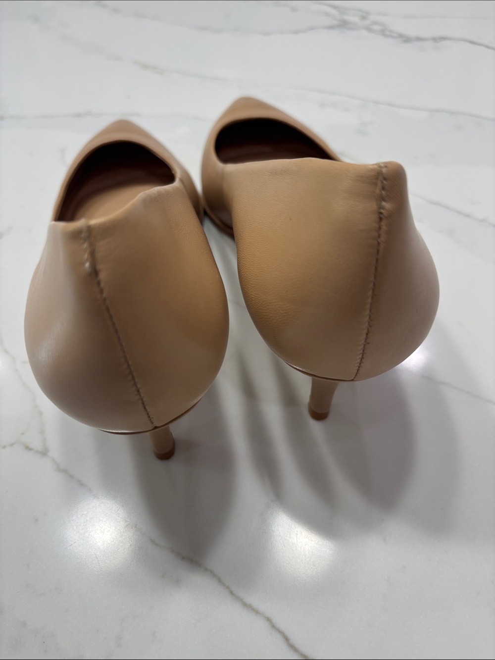 ANTONIO MELANI Beige Pointed-Toe Kitten Heel Pumps - Picture 7 of 14